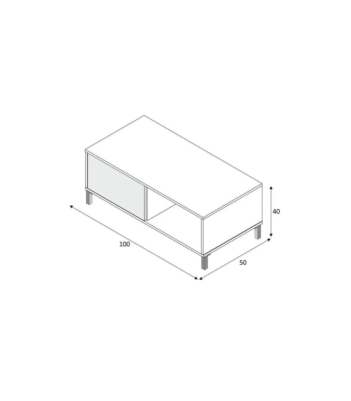 Mesa centro modelo Luna acabado roble/blanco. Medidas: 100 cm (Ancho) x 50 cm (Fondo) x 40 cm (Alto)