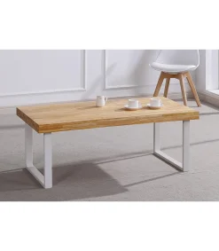 Mesa centro Natural para salón en roble nordish-blanco 43,5 cm(alto)120 cm(ancho)60 cm(fondo).