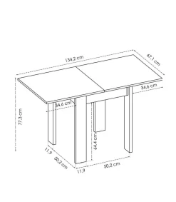 Mesa cocina Rila extensible acabado Blanco 77/ 79CM(Alto) 67/134 CM(Ancho)67CM(Fondo). .