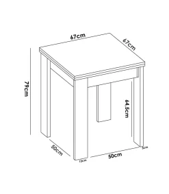 Mesa cocina Rila extensible acabado Blanco 77/ 79CM(Alto) 67/134 CM(Ancho)67CM(Fondo). .