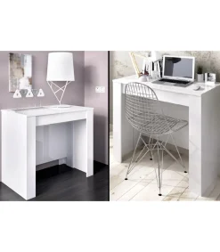 Mesa comedor Bailen multifuncion extensible en blanco brillo. 77 cm(alto)54-101-147-194-240 cm(ancho)90 cm(fondo)