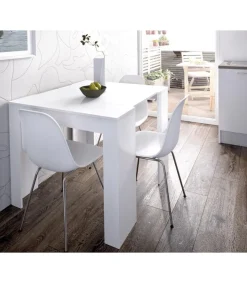 Mesa comedor Bailen multifuncion extensible en blanco brillo. 77 cm(alto)54-101-147-194-240 cm(ancho)90 cm(fondo)