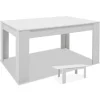 Mesa comedor Bass extensible acabado blanco mate, 77cm(alto) 140-200cm(ancho) 90cm(largo)