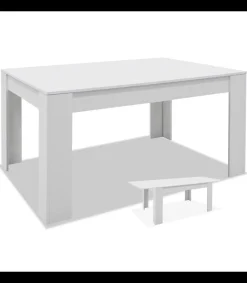 Mesa comedor Bass extensible acabado blanco mate, 77cm(alto) 140-200cm(ancho) 90cm(largo)