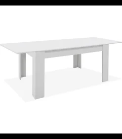 Mesa comedor Bass extensible acabado blanco mate, 77cm(alto) 140-200cm(ancho) 90cm(largo)