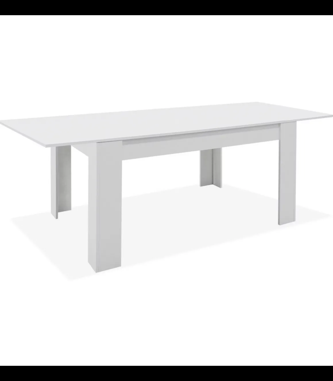 Mesa comedor Bass extensible acabado blanco mate, 77cm(alto) 140-200cm(ancho) 90cm(largo)