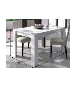 Mesa comedor extensible Paris en color blanco brillo 78 cm(alto)140-190 cm(ancho)90 cm(largo)