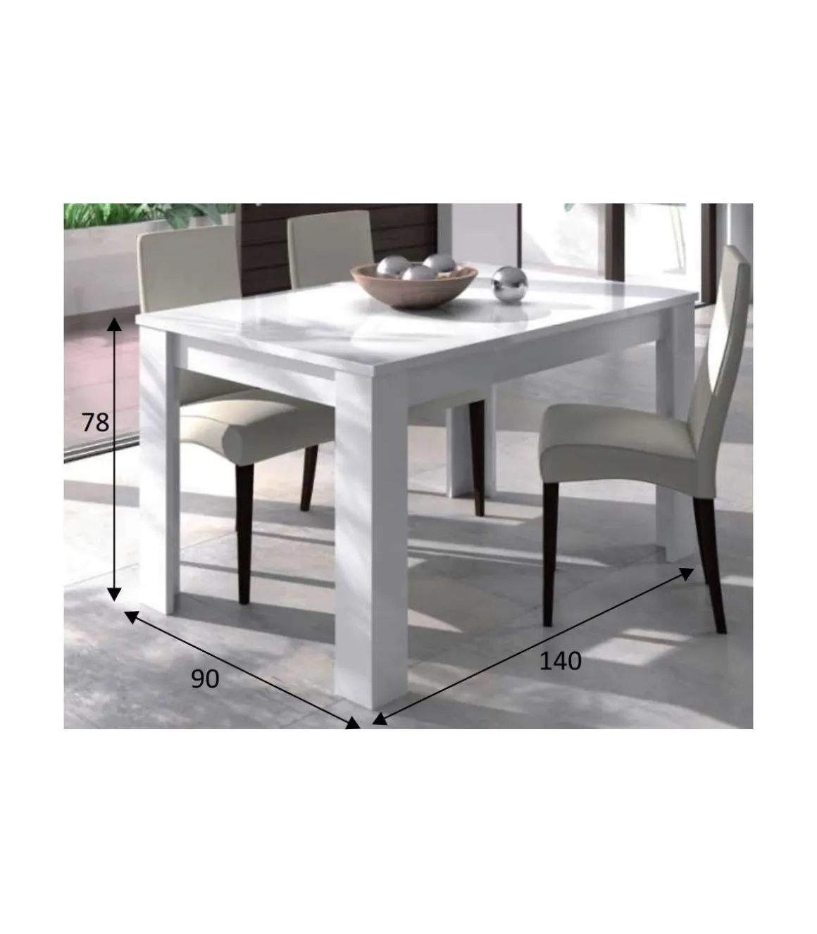 Mesa comedor extensible Paris en color blanco brillo 78 cm(alto)140-190 cm(ancho)90 cm(largo)