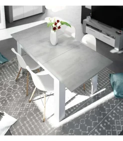 Mesa comedor extensible Paris en color cemento-blanco artik 78 cm(alto)140-190 cm(ancho)90 cm(largo)