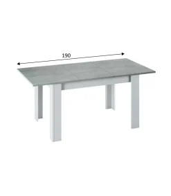 Mesa comedor extensible Paris en color cemento-blanco artik 78 cm(alto)140-190 cm(ancho)90 cm(largo)