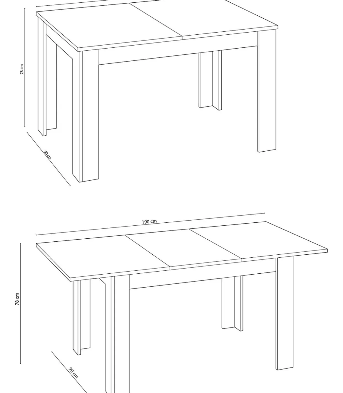 Mesa comedor extensible Paris en color roble alaska - blanco artik 78 cm(alto)140-190 cm(ancho)90 cm(largo)