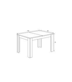 Mesa comedor extensible Paris en color blanco artik 78 cm(alto)140-190 cm(ancho)90 cm(largo)