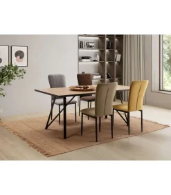 Mesa comedor rectangular DANIEL en acabado bocamina/negro, 76cm(alto) 180cm(ancho) 90cm(largo)