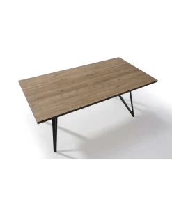 Mesa comedor rectangular DANIEL en acabado bocamina/negro, 76cm(alto) 180cm(ancho) 90cm(largo)