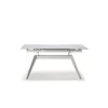 Mesa comedor rectangular extensible MANU tapa cerámico blanco patas metal blanco, 76cm(alto) 160/220cm(ancho) 90cm(largo)