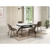 Mesa comedor rectangular extensible MANU tapa cerámico blanco patas metal negro, 76cm(alto) 160/220cm(ancho) 90cm(largo)