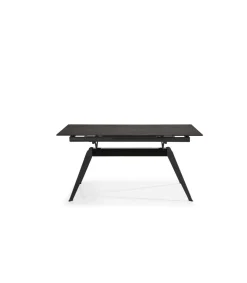 Mesa comedor rectangular extensible MANU tapa cerámico negro patas metal negro, 76cm(alto) 160/220cm(ancho) 90cm(largo)