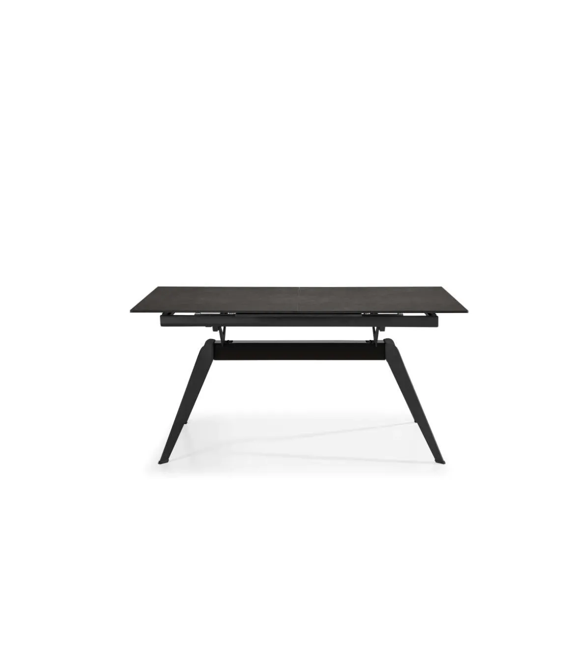 Mesa comedor rectangular extensible MANU tapa cerámico negro patas metal negro, 76cm(alto) 160/220cm(ancho) 90cm(largo)