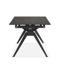Mesa comedor rectangular extensible MANU tapa cerámico negro patas metal negro, 76cm(alto) 160/220cm(ancho) 90cm(largo)