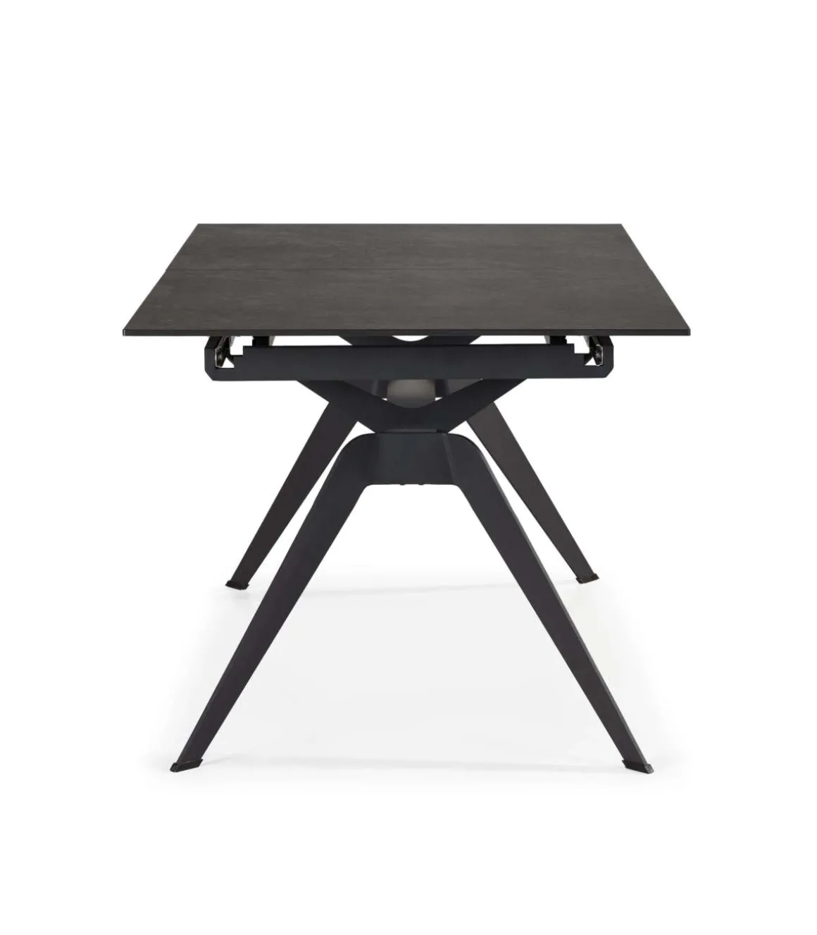 Mesa comedor rectangular extensible MANU tapa cerámico negro patas metal negro, 76cm(alto) 160/220cm(ancho) 90cm(largo)