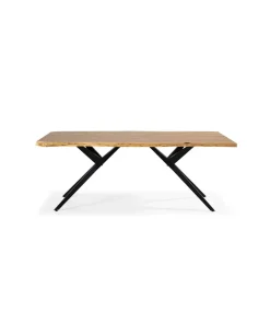 Mesa comedor rectangular Leonor en acabado acacia/negro, 76cm(alto) 200cm(ancho) 100cm(largo)