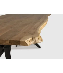 Mesa comedor rectangular Leonor en acabado acacia/negro, 76cm(alto) 200cm(ancho) 100cm(largo)