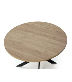 Mesa comedor redonda ALEJANDRO acabado natural/negro, 77cm(alto) 120cm(ancho) 120cm(largo)