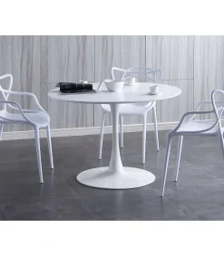 Mesa comedor redonda Gina acabado lacado blanco, 75 cm(alto)110 cm(ancho)