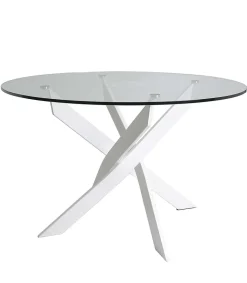 Mesa comedor redonda Rota acabado blanco, 120 cm(ancho) 76 cm(alto).
