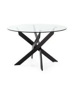 Mesa comedor redonda Rota acabado negro, 120 cm(ancho) 76 cm(alto).