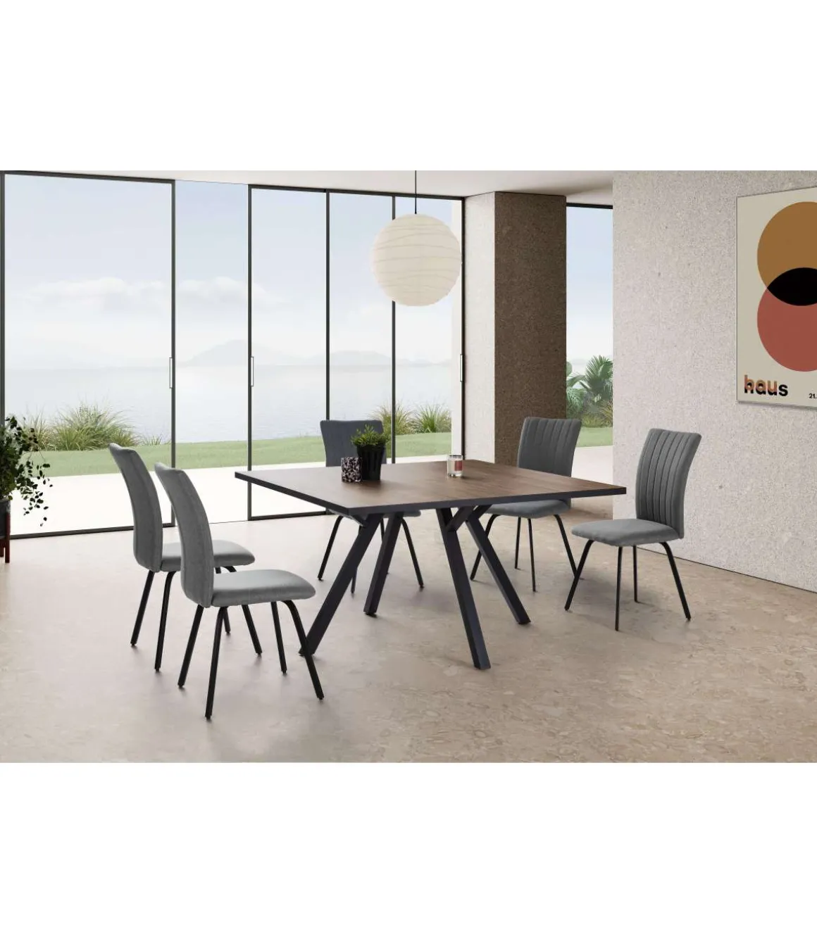 Mesa cuadrada de comedor Beli acabado natural, 77cm(alto) 136cm(ancho) 136cm(largo)