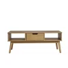 Mesa de centro 1 cajón Cupido acabado natural, 110 cm (Ancho) 55 cm (Fondo) 42.5 cm (Alto