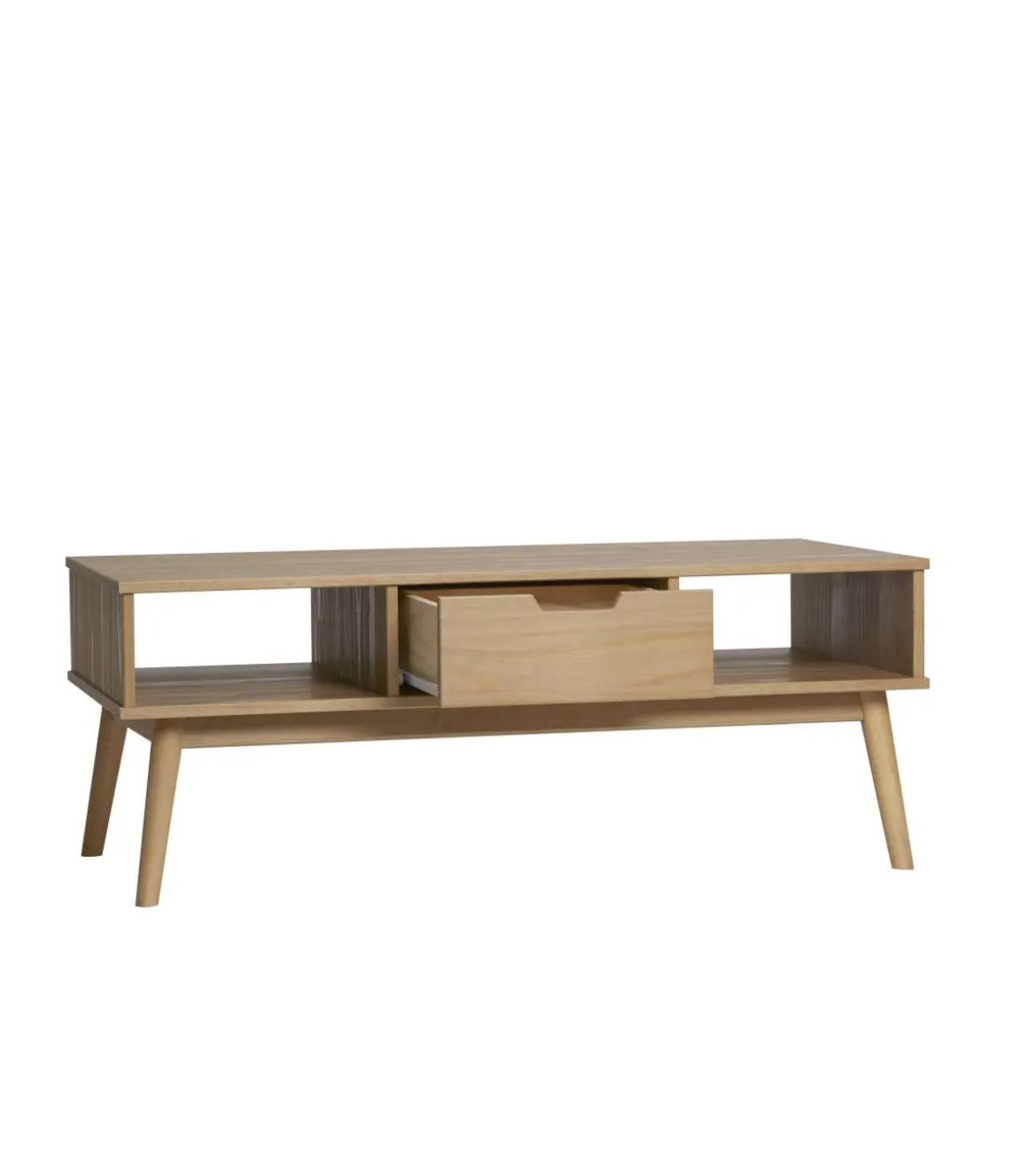 Mesa de centro 1 cajón Cupido acabado natural, 110 cm (Ancho) 55 cm (Fondo) 42.5 cm (Alto