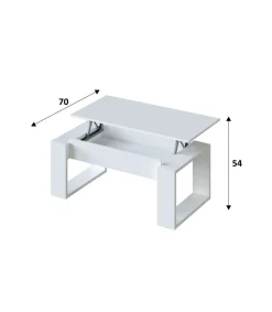 Mesa de centro Caspe elevable blanco Artik, 105cm (Ancho) x 55 cm (Fondo) x 45-54 cm (Alto)