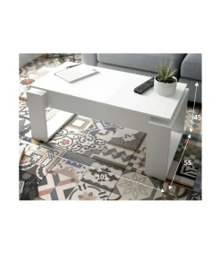 Mesa de centro Caspe elevable blanco Artik, 105cm (Ancho) x 55 cm (Fondo) x 45-54 cm (Alto)