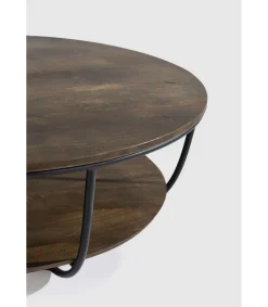 Mesa de centro Dinos acabado madera de mango/negro 40cm(alto) 90cm(ancho) 90cm(fondo)