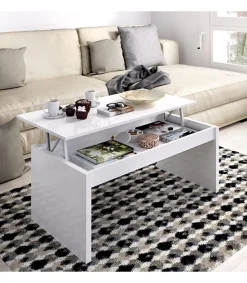 Mesa de centro elevable Carboneros en blanco 43 cm(alto)102 cm(ancho)50 cm(fondo)