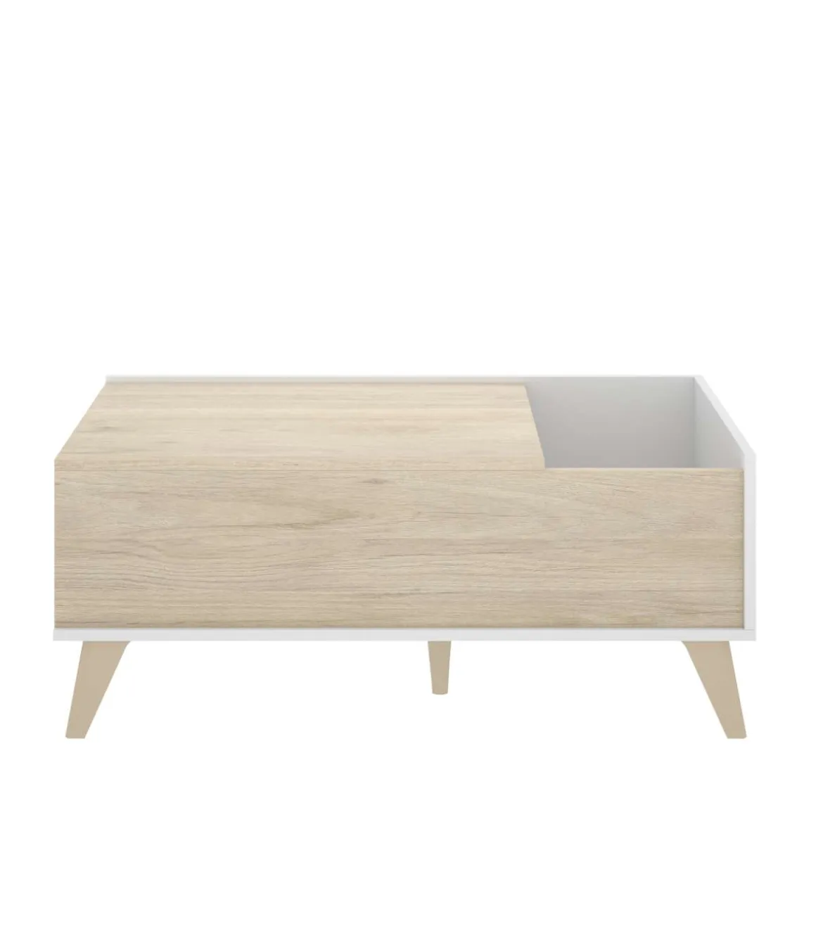 Mesa de centro elevable Cazalilla en natural/blanco, 41 cm(alto)99 cm(ancho)60 cm(largo)