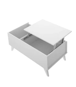 Mesa de centro elevable Cazalilla en blanco, 41cm(alto) 99cm(ancho) 60cm(largo)