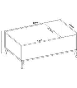 Mesa de centro elevable Cazalilla acabado natural/grafito, 41 cm(alto)99 cm(ancho)60 cm(largo)
