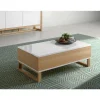 Mesa de centro elevable Eliana acabado blanco brillo, 110 cm (largo) x 60 cm (ancho) x 38 cm (alto)