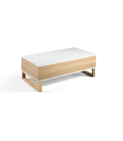 Mesa de centro elevable Eliana acabado blanco brillo, 110 cm (largo) x 60 cm (ancho) x 38 cm (alto)