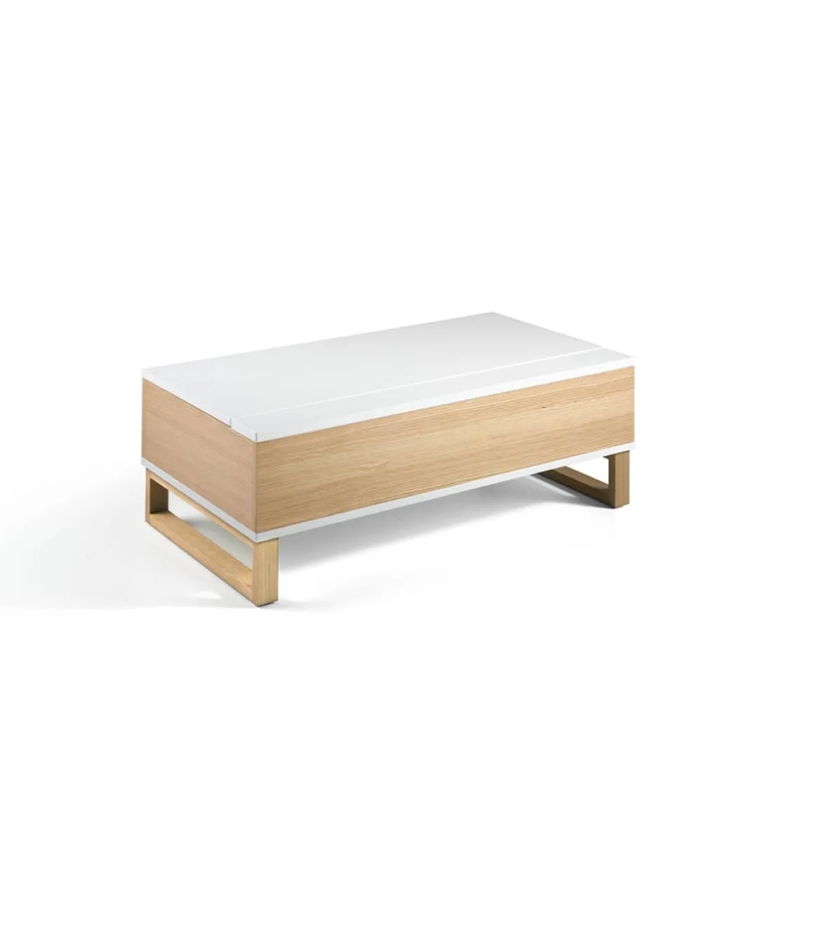 Mesa de centro elevable Eliana acabado blanco brillo, 110 cm (largo) x 60 cm (ancho) x 38 cm (alto)
