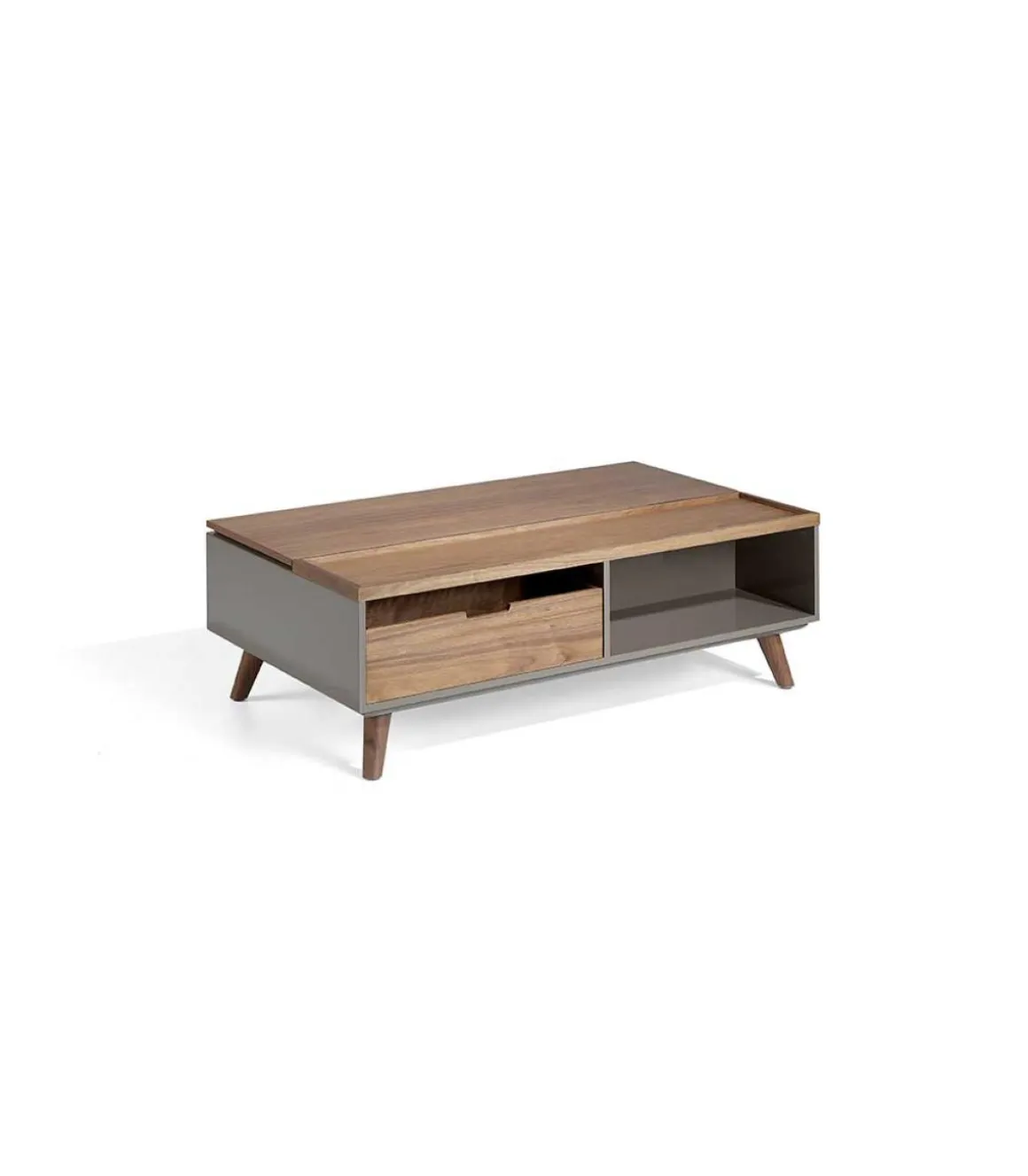 Mesa de centro elevable en nogal Nour, 120 x 75/102 x 41/61 cm (largo x ancho x alto)