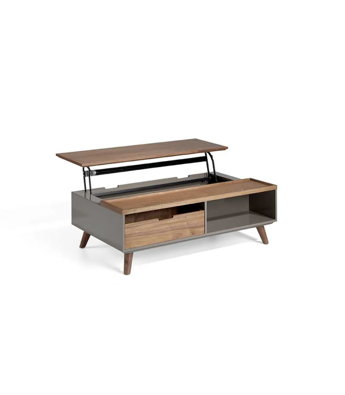 Mesa de centro elevable en nogal Nour, 120 x 75/102 x 41/61 cm (largo x ancho x alto)