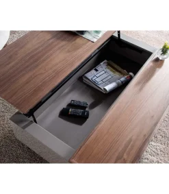 Mesa de centro elevable en nogal Nour, 120 x 75/102 x 41/61 cm (largo x ancho x alto)