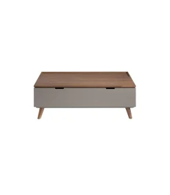 Mesa de centro elevable en nogal Nour, 120 x 75/102 x 41/61 cm (largo x ancho x alto)