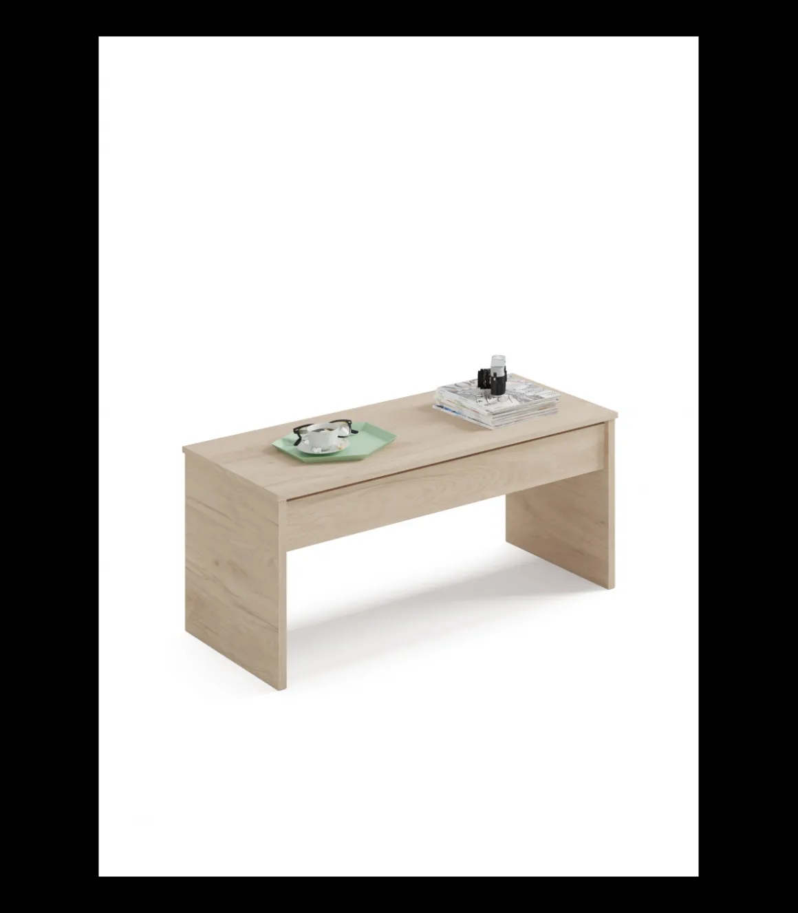 Mesa de centro Elevable Oslo acabado roble aurora, 47-58 cm(alto)100 cm(ancho)50 cm(largo)