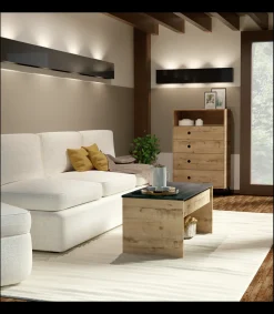 Mesa de centro Elevable Oslo acabado roble vega, 47-58 cm(alto)100 cm(ancho)50 cm(largo)