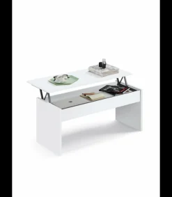 Mesa de centro Elevable Oslo acabado blanco, 47-58 cm(alto)100 cm(ancho)50 cm(largo)